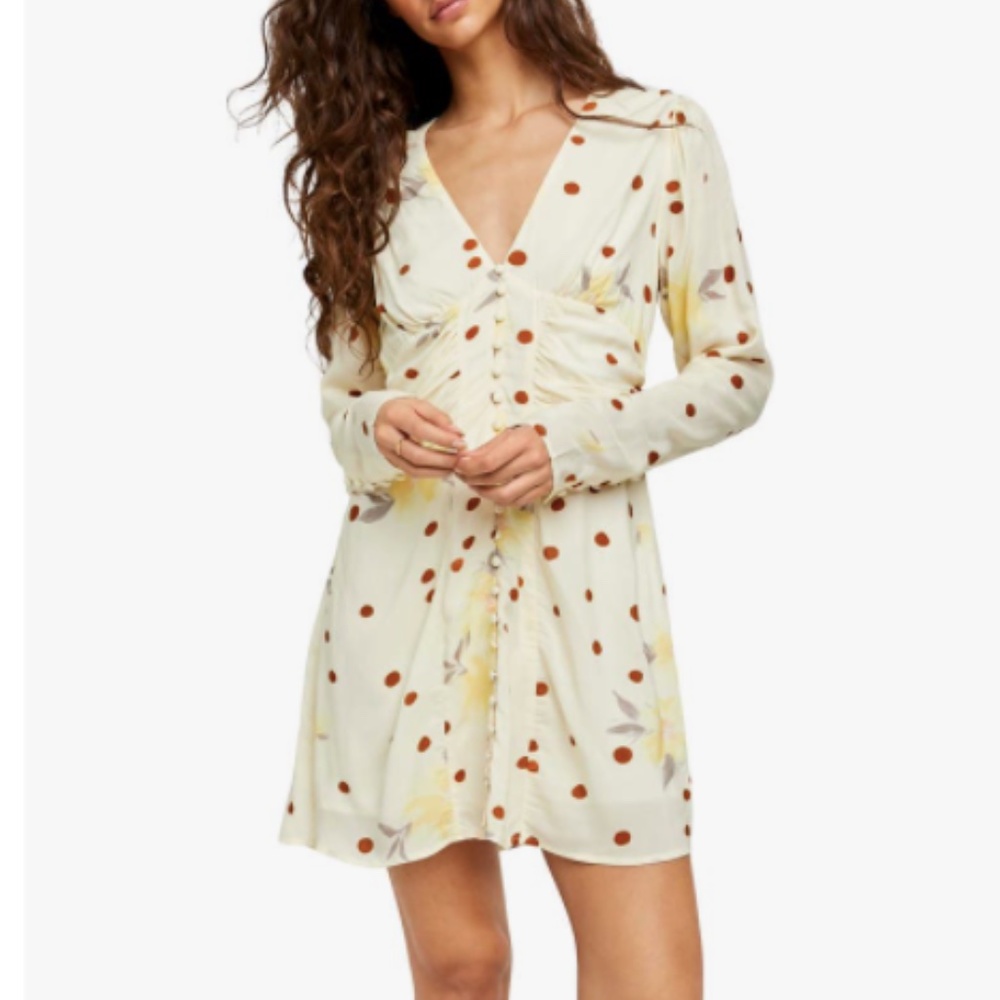 Free People Floral Long Sleeve Mini Dress